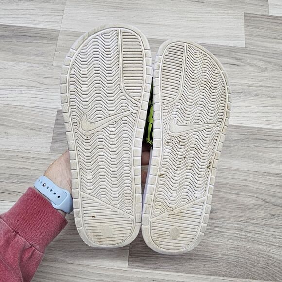 NIKE Mens Black Yellow JDI Print Slide Sandals Size 8 - Picture 5 of 5